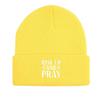 RISE UP AND PRAY" Print Knitted Hat Beanie, Skullies Beanies Warm Cozy Stylish Headwear Knit Cap Beanie