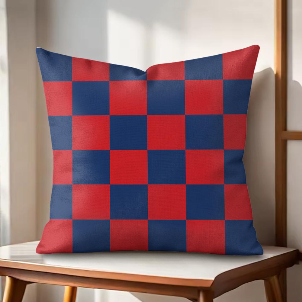 Classic Checkered Square Cushion Cover Natural Linen Organic Fabric DoubleSided Printing Couch Pillow Covers Home Decor