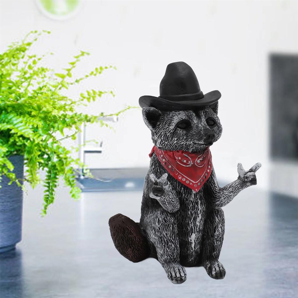 Raccoon Figurine Funny Lifelike Decorative Resin Wild Animal Statue Ornament For Desk Bookshelf Mantelpiece
