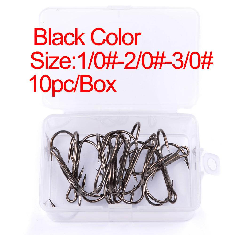 Big Size Nickle Fishing Hooks 10pc/Lot 1/0# 2/0# 3/0# High Carbon Steel Treble Hooks Fishing Tackle Black Fish High Strength Hook Bass