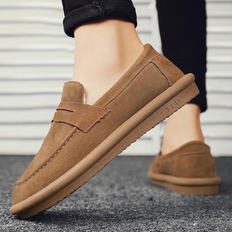 New Men'S Loafers Winter Shoes Warm Fleece Slip On Low Top Snow Boots Plush Flats Indoor Outdoor Fur Lined Casual Shoes