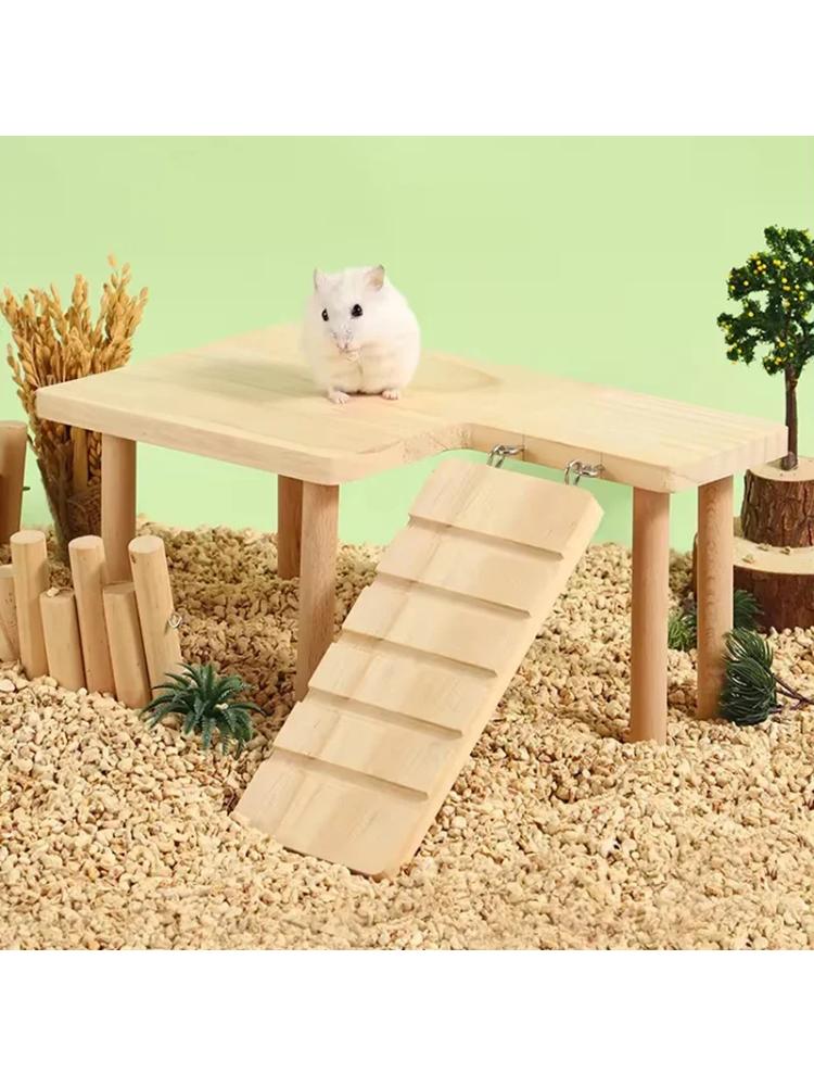 Hamster Wooden Ladder Platform Jumping Board Playground Hamster Climbing Toy Small Pets Stairs Toy Hamster Mice Cage Accessories