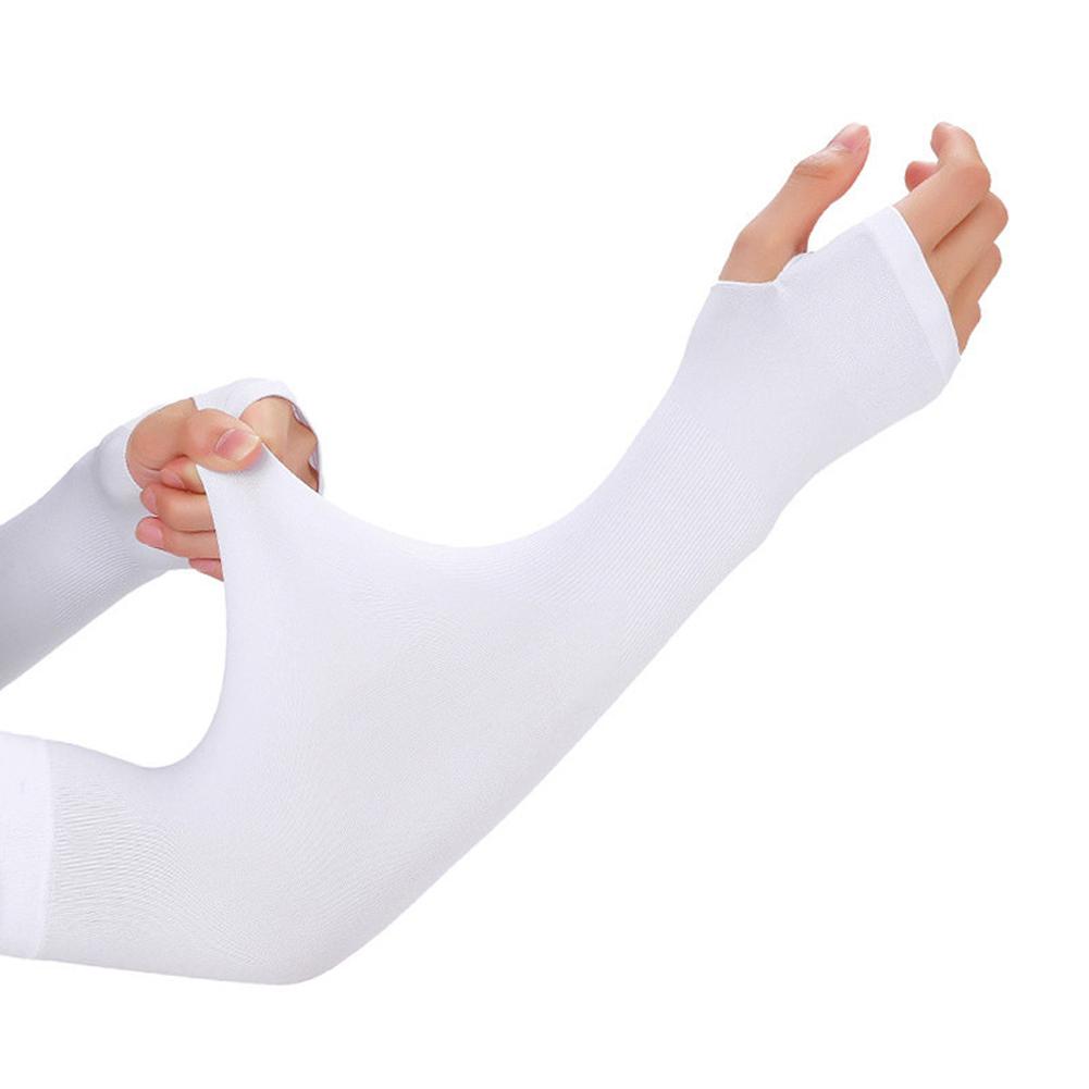 Ice Silk Arm Sleeves Cover With Anti-skid Gloves Cool Silk Anti-Sunburn Elastic Driving Arm Summer Ice Sleeve Muff Cover N6Y2