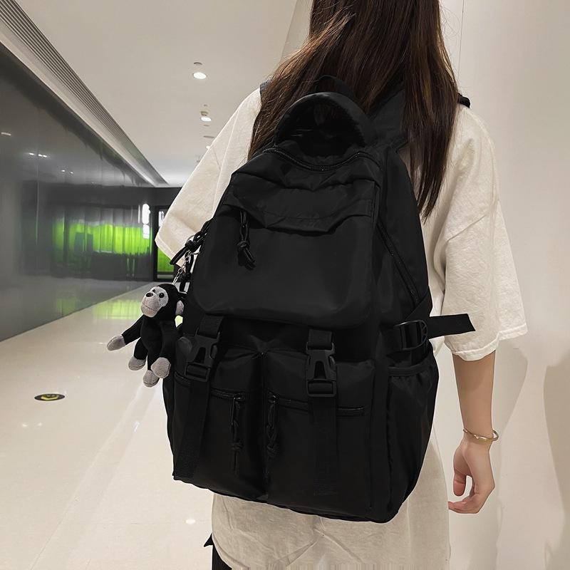 Student Schoolbag College Style New Hong Kong Style Ins Backpack Solid Color Japanese College Student Fashion Backpack Men
