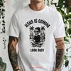 Jesus Is Coming Look Busy T Shirt Funny Christian With Peace Sign Skeleton Vintage Casual Versatile Stylish Comfortable