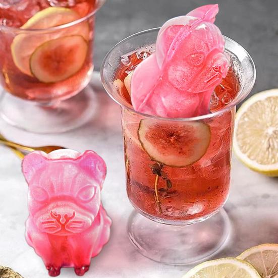 Ice Cube Grid 3D Pet Dog Shape Food-grade Silicone Ice Mold Dishwasher Safe Slow Melting Cocktail Ice Mold