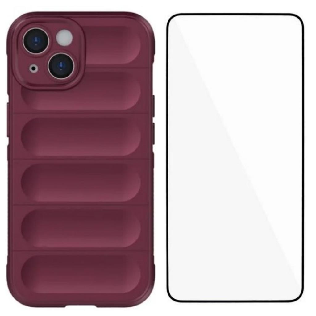 For iPhone 14 Plus TPU Case WANLONFENG HD Series Anti Slip Phone Cover with Tempered Glass