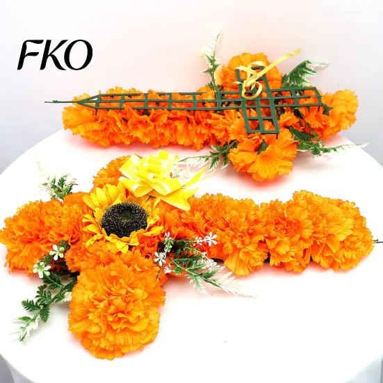 Floral Cross Decoration 2Pcs Dia De Los Muertos Artificial Flower, Marigold Wall Decor for Day Tabletop Flowers of The Dead Halloween Easter