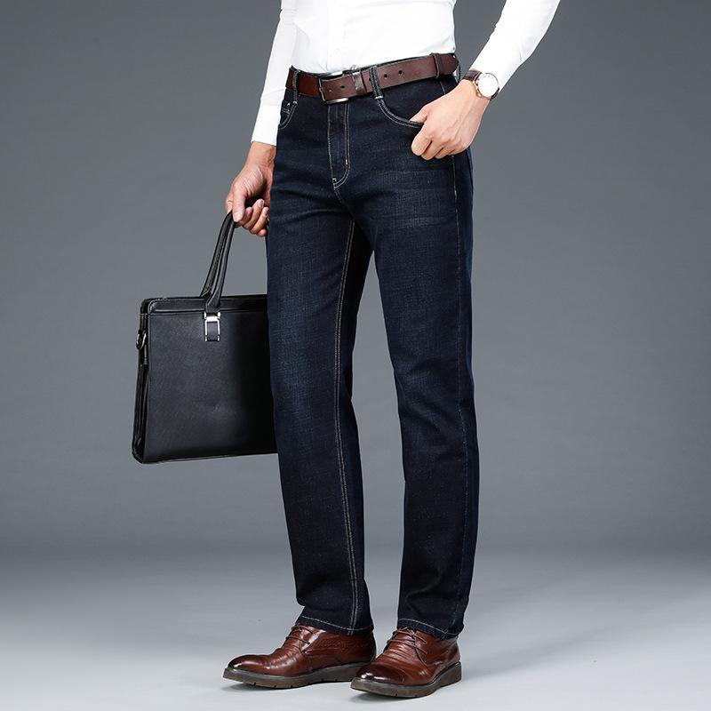 Мужские прямые брюки из эластичного денима с высокой талией — фото 3