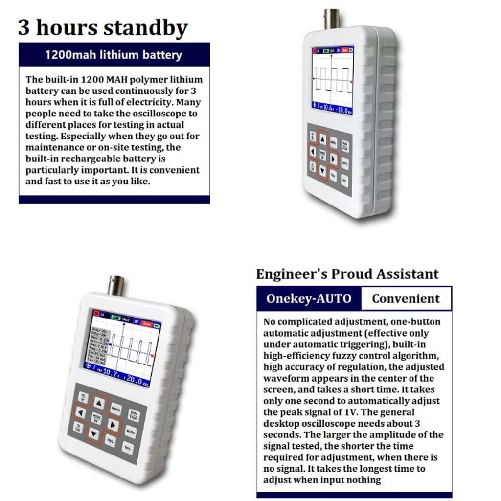2.4 Inch LCD Digital Oscilloscope Handheld Digital Oscilloscope 5M Bandwidth 20MSps Sampling Rate