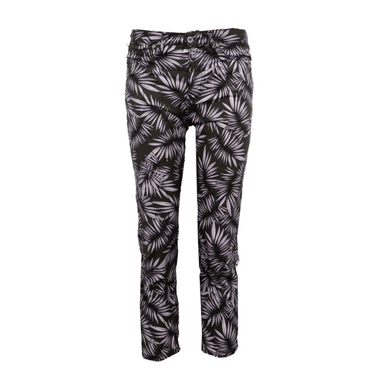 

Женские темно-зеленые брюки с белым растительным узором PLEASE XS хаки