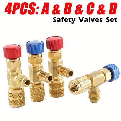Válvula de Segurança para Refrigerante de Ar Condicionado R410A R22 1/4" 5/16" Adaptador de Líquido de Segurança para Carga de Refrigeração Peças de Ferramenta Manual