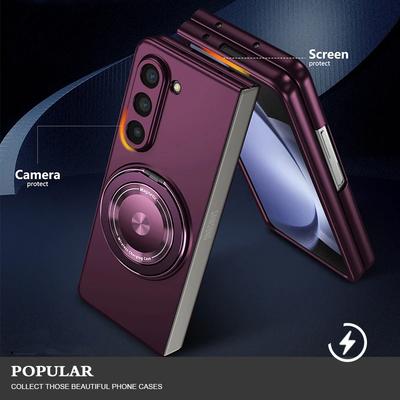 360 Degree Rotating Stand Phone Case for Samsung Z FOLD 5 Z Fold 6 4 Magnetic Wireless Charging Flip 3 4 5 Anti Drop Phone Cover