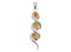 Large Silver Pendant With Amber Elegant Women's Pendant 4.5Cm Silver