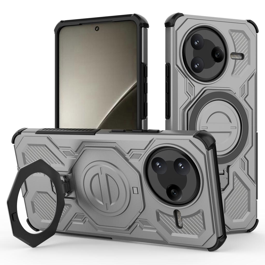 For Xiaomi Redmi K80 5G/Poco F7 Pro 5G Magnetic Case Rotating Metal Kickstand PC+TPU Phone Back Cover