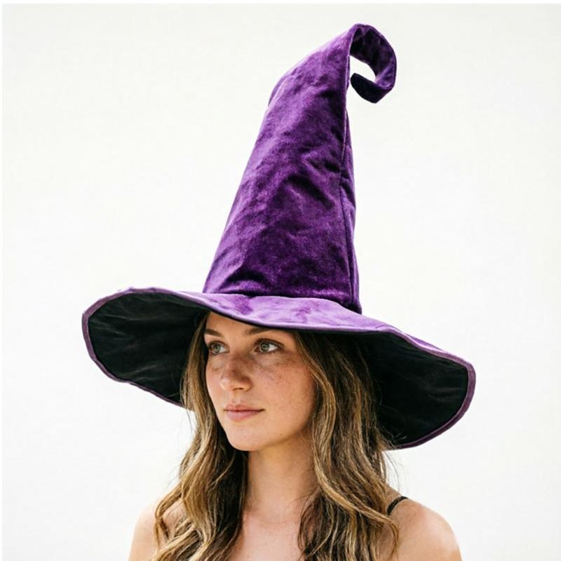 Tall Pointed Party Hat for Seasonal Costumes, Shapeable Outline and Tip with Soft Polyester Shell and Support Frame