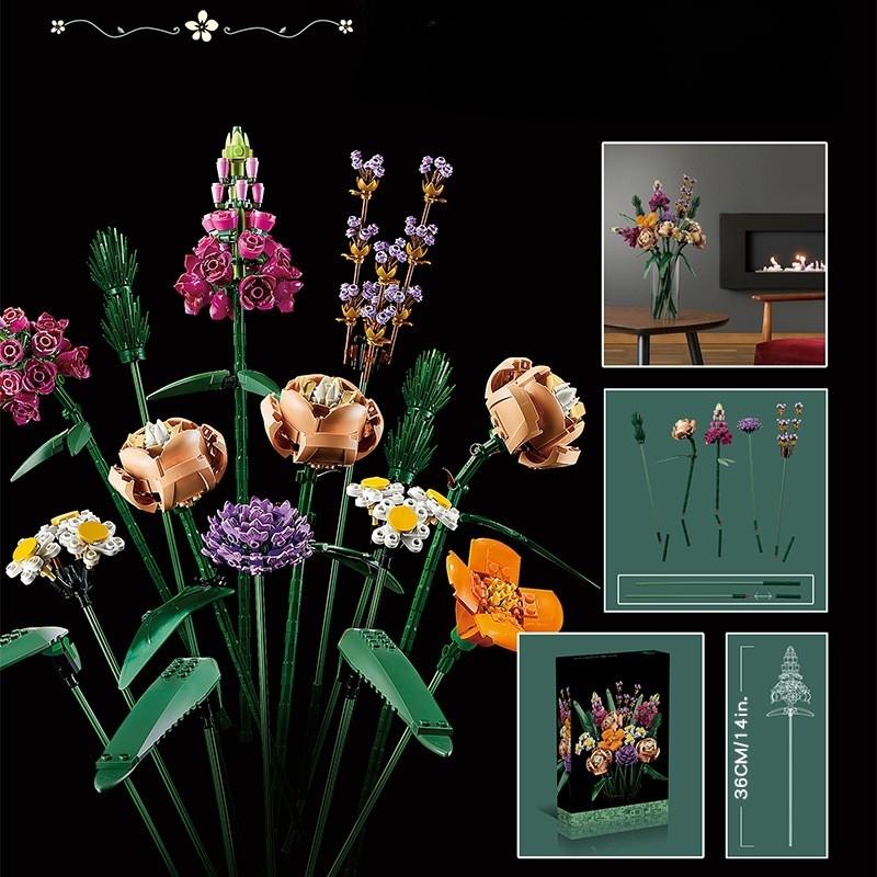 Eternal Artificial Flower Home Decor Building Block Model Brick Moc Bouquet Rose Toy DIY For Women Girls Gift For Mom Girlfriend