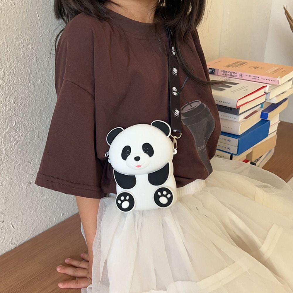 Tier Panda Umhängetasche Cartoon Cartoon Geldbörse Niedlicher Panda Silikontasche Kinder