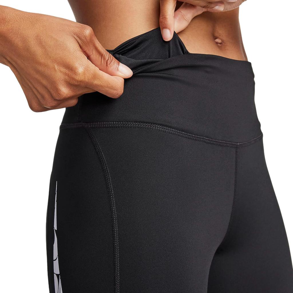 Nike Fast Large Logo Print Mid-Rise Pocket Design Leggings Women leggings Black FN3268-010