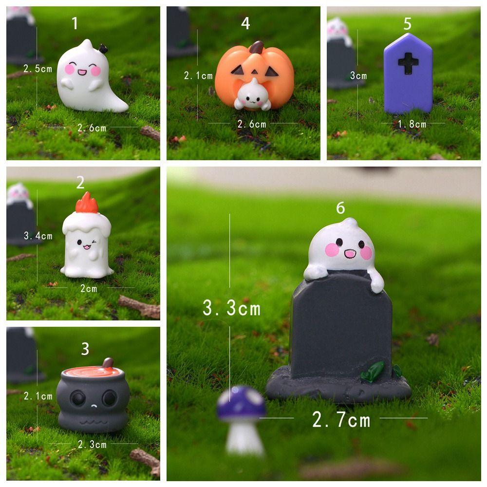 3D Halloween Small Ornaments Cute Ghost Candlestick Ornaments Halloween Ghost Tombstone Outdoor