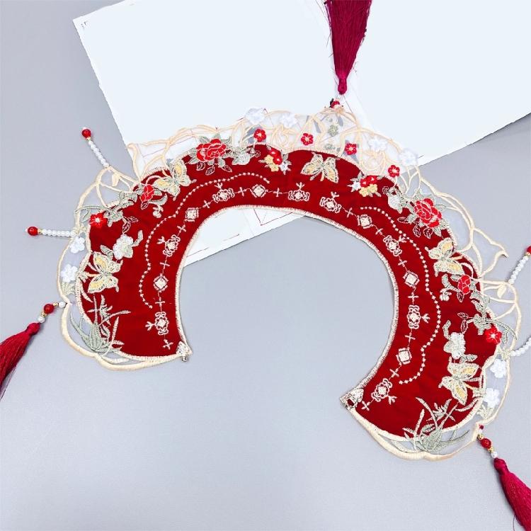 Girl False Collar Embroidered Chinese Ancient Shirt Shawl Wrap for Carnivals