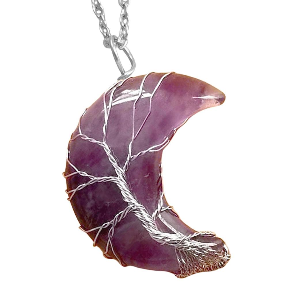 Moon Pendant Necklace Natural Resin Spiritual Gemstone Jewelry
