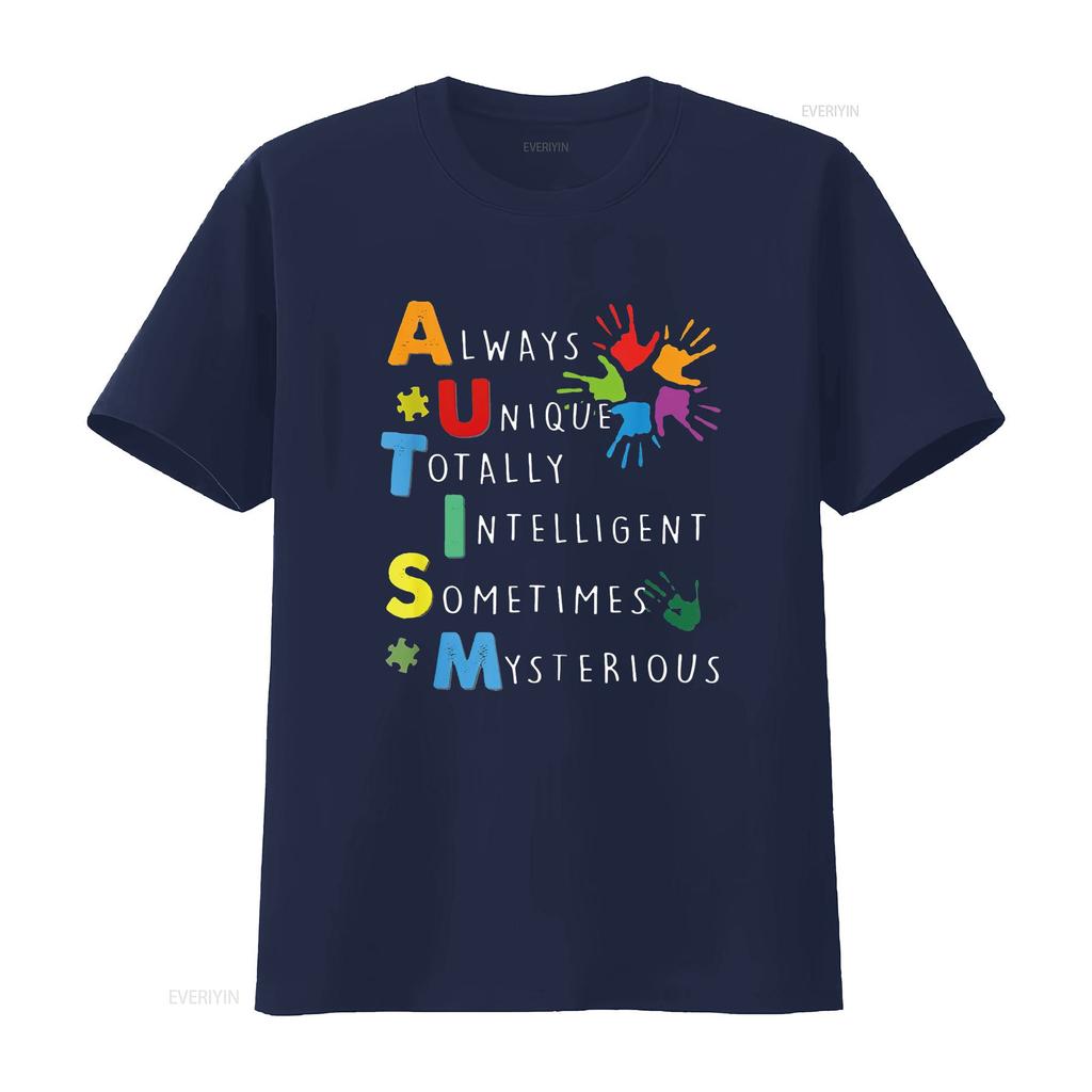 Autism Always Unique Totally Intelligent Sometime Mysterious T Shirt Vintage Washed Soft Homme Unisex Casual Stylish