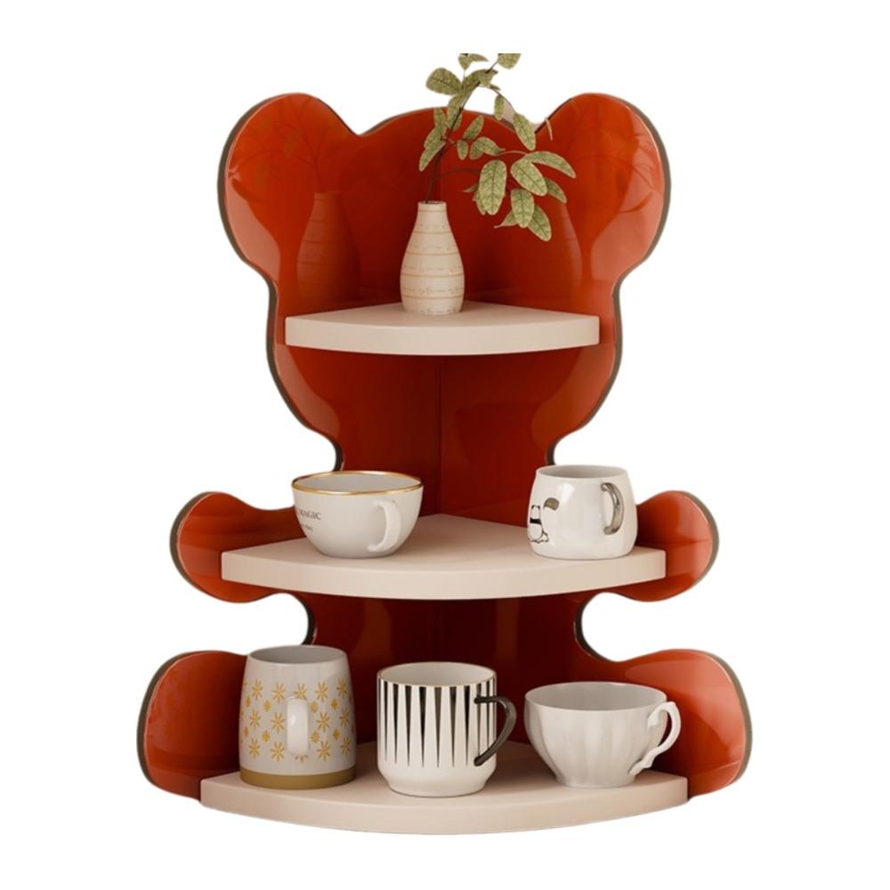 Wooden Table Corner Display Shelf Acrylic Cup Storage Rack Practical Mug Organizer  Office