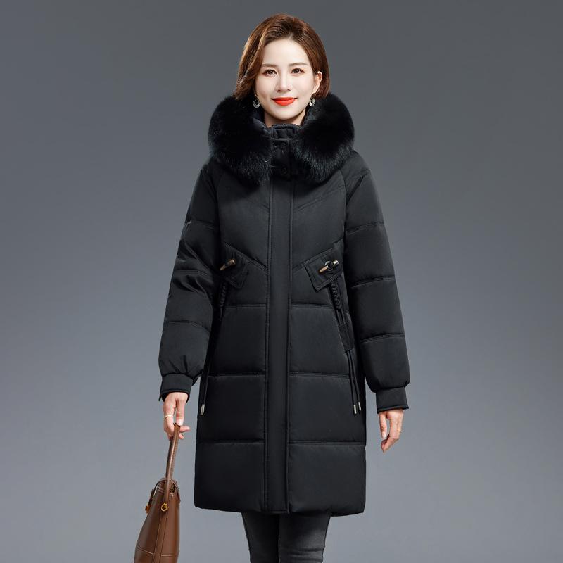 Winter new foreign-style down cotton-padded clothes for women's medium and long middle-aged and elderly mother cotton-padded jackets, thickened wa