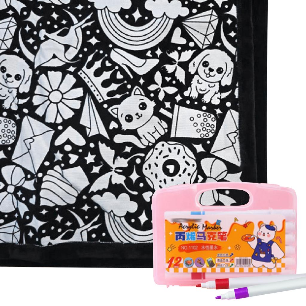 Color Your Own Blanket Washable Fuzzy Velvet Creative Art Project with Markers for Holiday Arts Crafts Activity Party