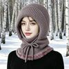 Women's Windproof Winter Hood Scarf Fleece Lined Knitted Warm Adjustable Neck Warmer for Snow Activities Outdoor Work