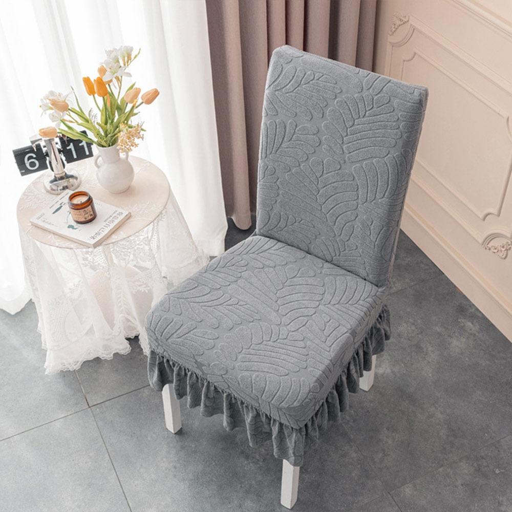 High-elastic Dining Chair Cover Anti-dirty Jacquard Stool Slipcover Skirt Edge Soft Backrest Protector for Home Decoration