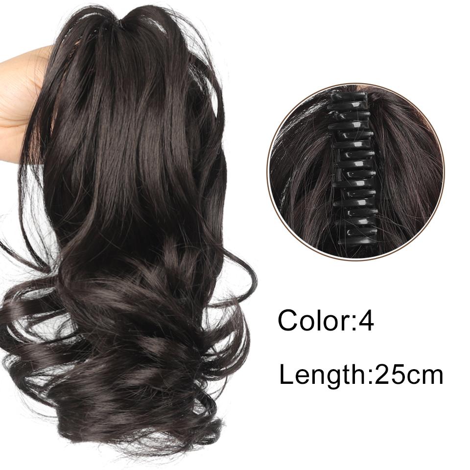 10-tommers kloklemme på hestehale-extensions bølgete hestehalehår syntetisk blondt hår naturlig extensionshårklemme for kvinner daglig bruk