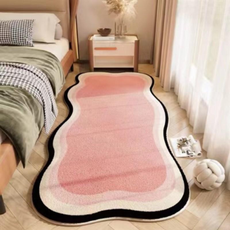 Insulated Faux Cashmere Bedside Throw Home Bedroom Short Pile Shaped Rug Stain-Resistant and Easy-Care Carpet