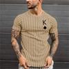 Men's Street T-shirt Vintage Tee Summer Male 3d Stripe Print Short Sleeve Tops Everyday T Shirt Oversized Clothing Shirt Man Hot