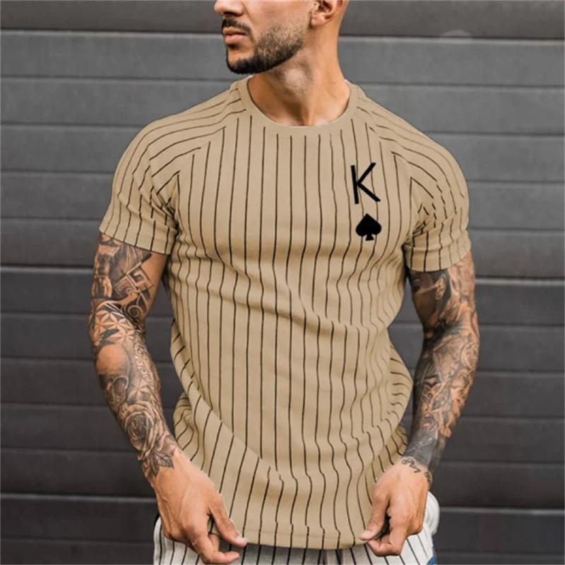 Men's Street T-shirt Vintage Tee Summer Male 3d Stripe Print Short Sleeve Tops Everyday T Shirt Oversized Clothing Shirt Man Hot