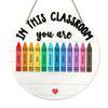 huaqianguhh Wooden Welcome Sign for Classroom Door, to Our Round Hanger, Front Door Hanging Sign, Back School Preschool Decoration