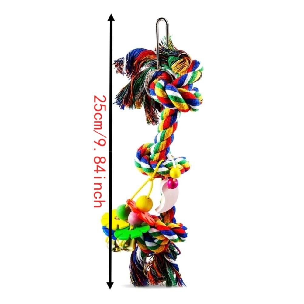 Colorful Cotton Rope Bird Hanging Toy Bite Resistant Cotton Rope Bird Toy  For Small Parrots