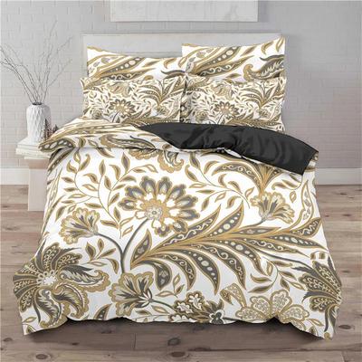 Golden Floral Bedding Set Twin Queen Duvet Cover Microfiber Bohemia Flowers Leaves Comforter Cover for Teens Adult Bedroom Decor