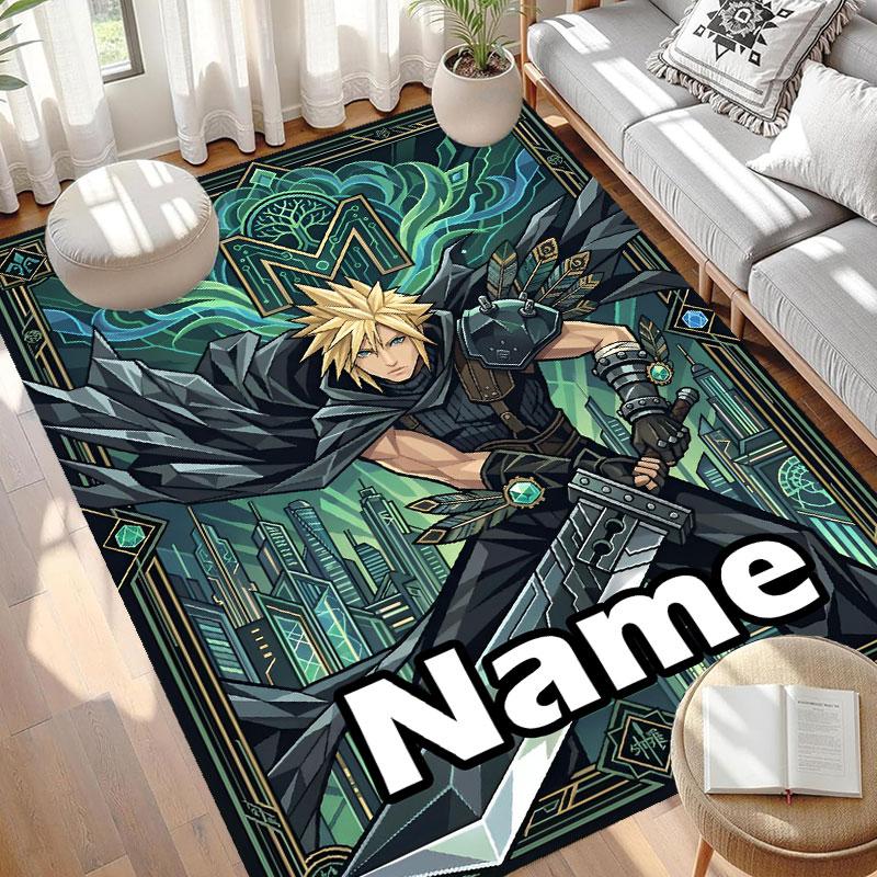 Custom Name Personalized Final Fantasy Print Carpet, Versatile Home Decor Rug, for Playroom, Apartment, Balcony, Entryway, Hallway Gift