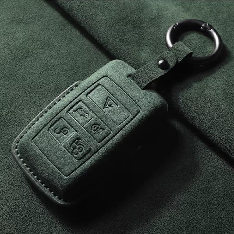 Suede Faux Leather Car Key Case Cover Protective for Jaguar XE XF XJ F-type F-pace E-pace Guitar Keychain Protector