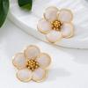 Exaggerated Metal Flowers Irregular Stud Earrings for Women Elegant Gold Color Floral Earrings with Temperament Vacation Jewelry