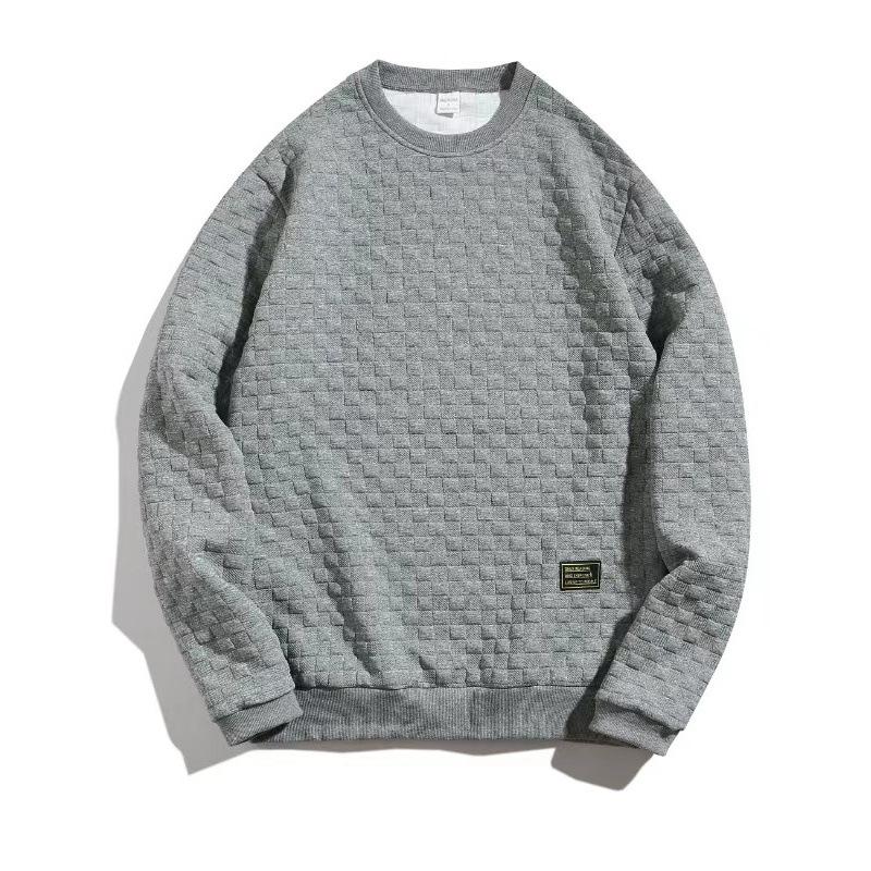 Мужской свитер с круглым вырезом, длинный рукав, клетчатый, свободный, повседневный свитер с круглым вырезом M