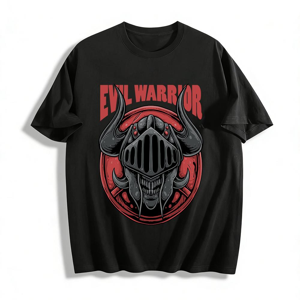Evil Warrior Helmet Print Cool Trendy Casual Top Pure cotton T-shirt XXS