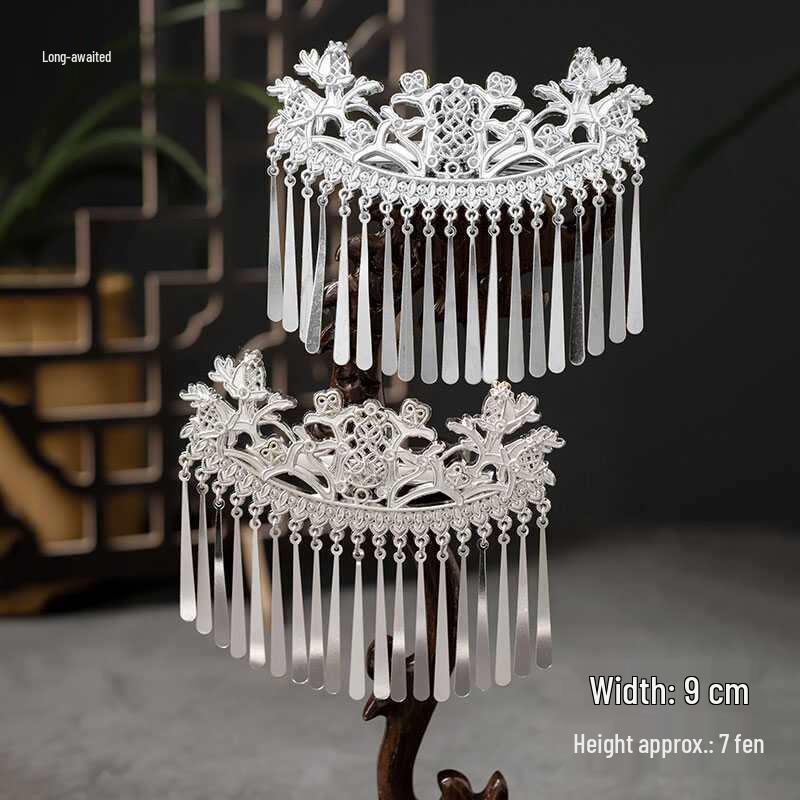 Ancient Style Hanfu Silver Hair Accessories: Warring States Robe Headdress, Qin Han Wei Jin Hair Clip, Pendant, Hairpin