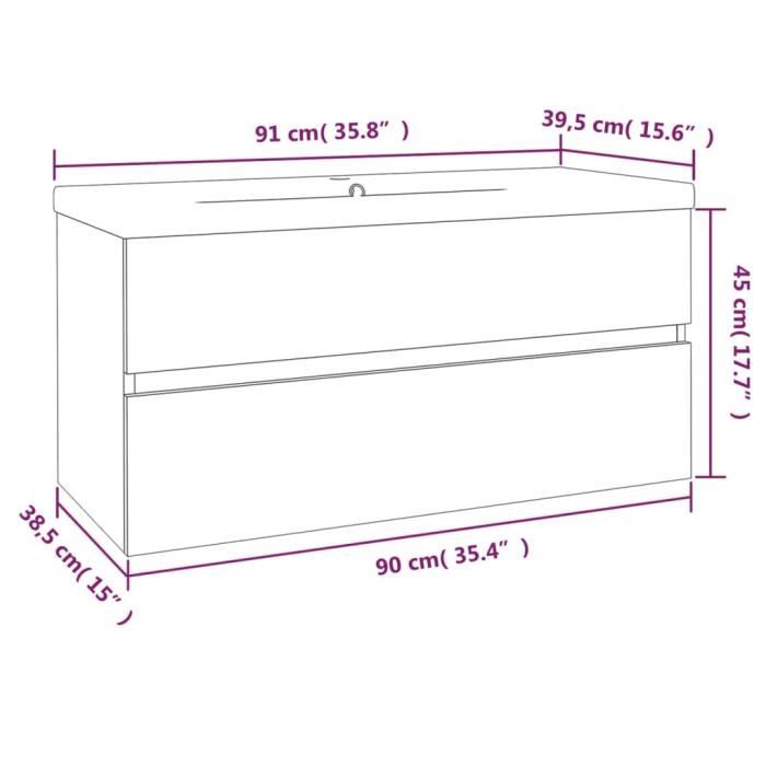3152880 vidaXL Meuble lavabo avec bassin intégré Sonoma gris Bois d'ingénierie