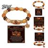 Thanksgiving Beaded Bracelet for Women Holiday with Greeting Card Gift Maple Leaf Charm Elastic Stretch Fall Harvest Jewelry Theme Women