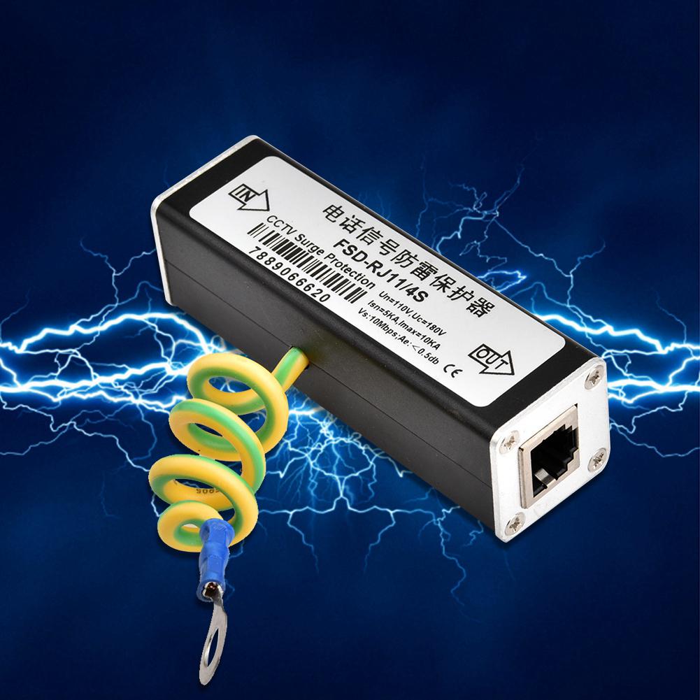 RJ11 Telephone Fax Surge Protector Lighting Thunder Arrester Protection Device 110V