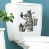 Creative Eco Friendly PVC Personality Zebra Playing Phone In Toilet Wall Sticker Removable Waterproof Self Adhesive Toilet Decor Sticker