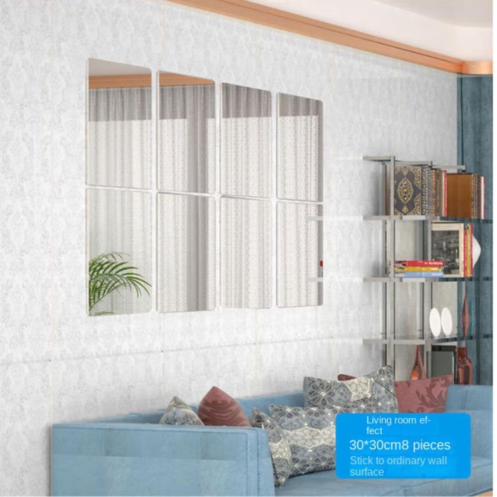 Square Acrylic Wall Stickers DIY Self-adhesive Acrylic Tiles Sticker Full Body Mirror